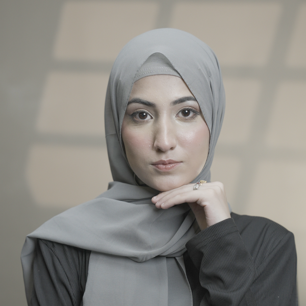 Plain Grey Chateau Hijab