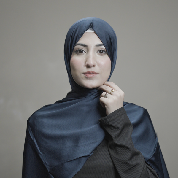 Dark Blue Silk Hijab